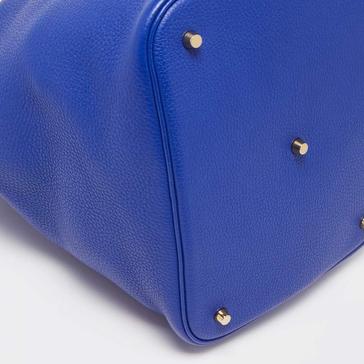 Pre Owned Hermes Bleu Electrique Taurillon Clemence Leather Picotin GM Bag