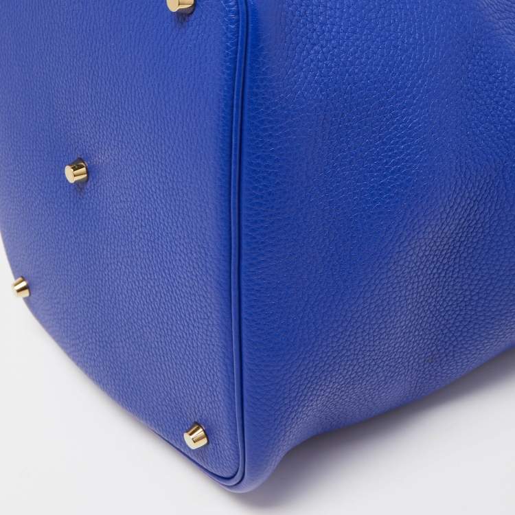 Pre Owned Hermes Bleu Electrique Taurillon Clemence Leather Picotin GM Bag