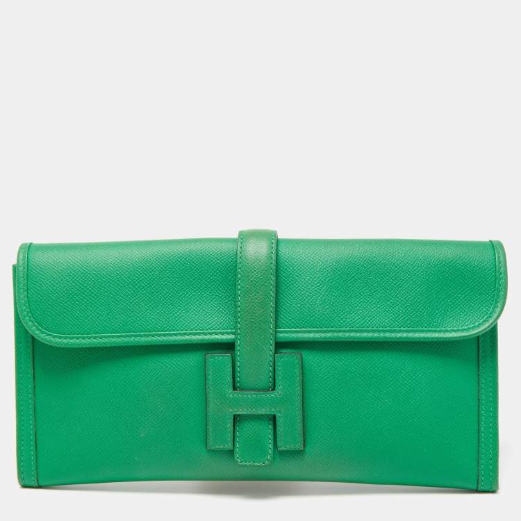 Hermes Malachite Epsom Leather Jige 29 Clutch Bag