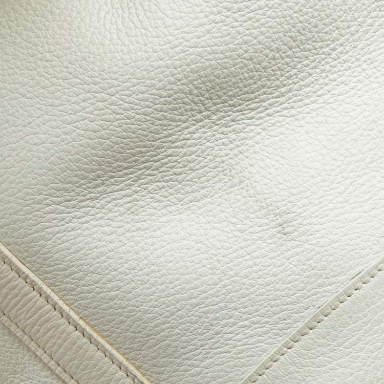 Pre Owned Hermes White Buffalo Leather Market Bag 