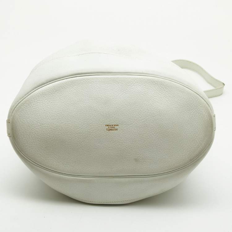 Pre Owned Hermes White Buffalo Leather Market Bag 