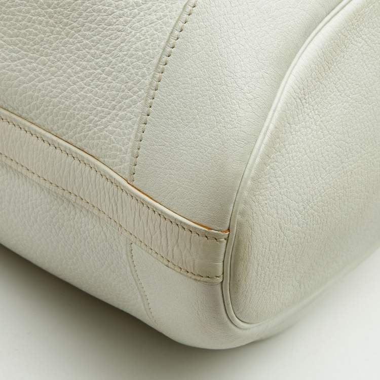 Pre Owned Hermes White Buffalo Leather Market Bag 