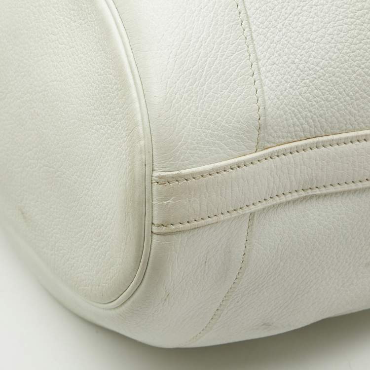 Pre Owned Hermes White Buffalo Leather Market Bag 