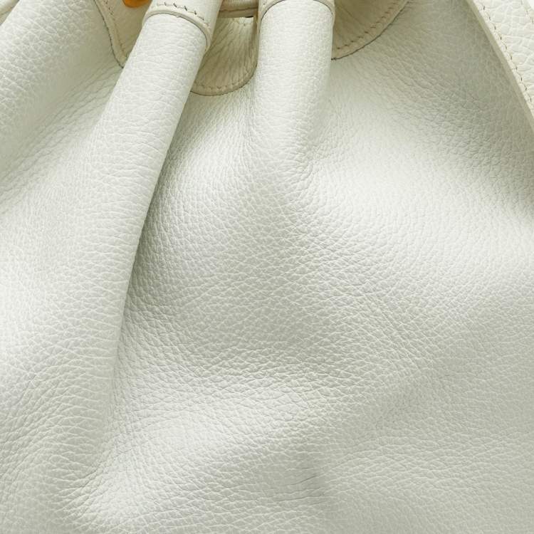Pre Owned Hermes White Buffalo Leather Market Bag 