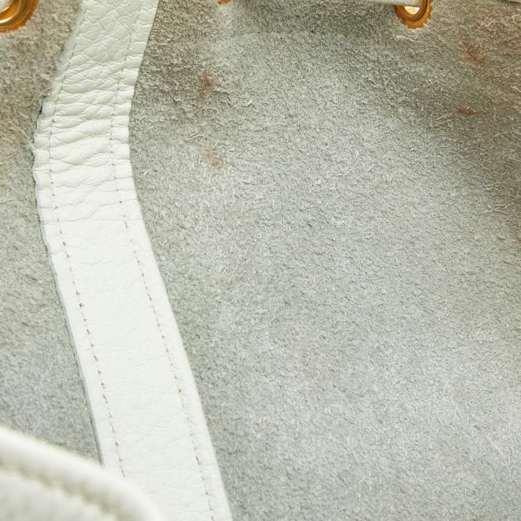 Pre Owned Hermes White Buffalo Leather Market Bag 
