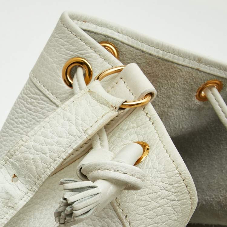 Pre Owned Hermes White Buffalo Leather Market Bag 