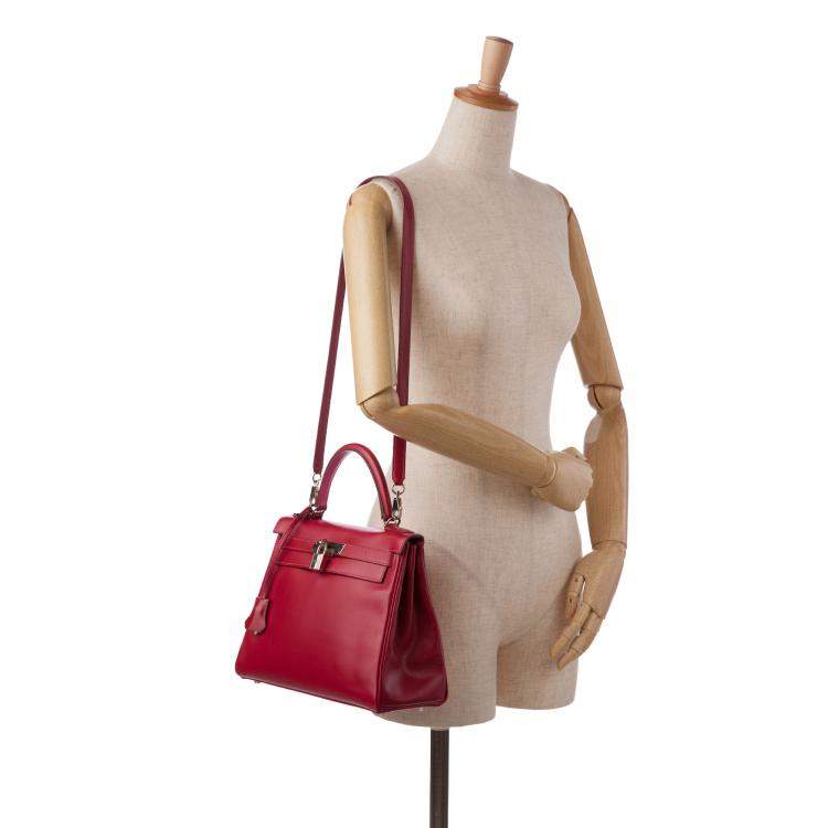 Pre Owned Hermes Red Box Calf Kelly Retourne 28