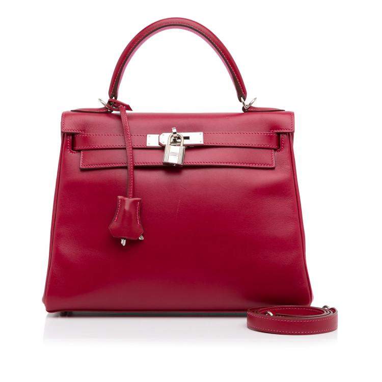 Pre Owned Hermes Red Box Calf Kelly Retourne 28
