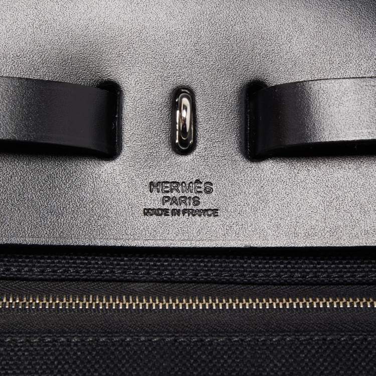 Pre Owned Hermès Black Canvas and Leather Herbag Zip 39 Bag