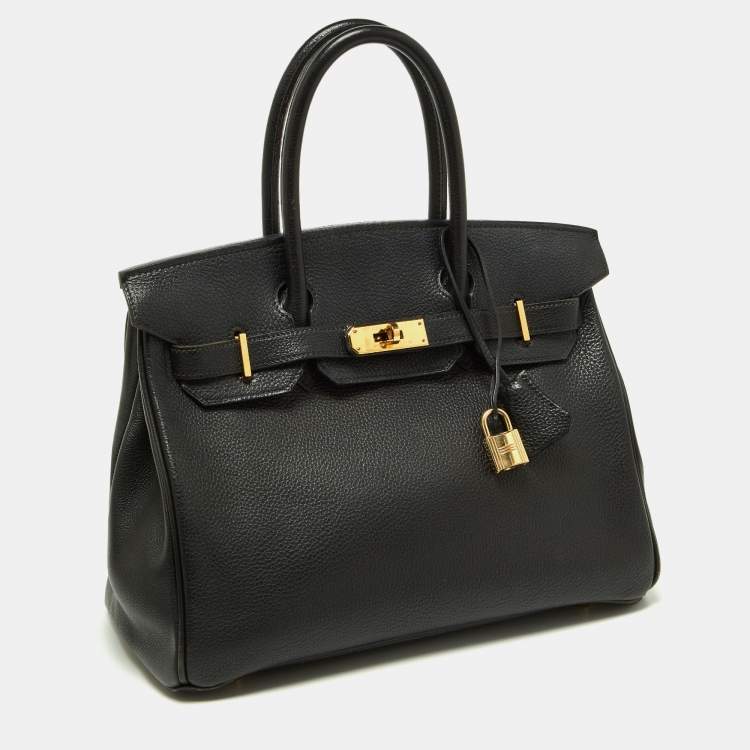 Pre Owned Hermès Black Togo Leather Gold Finish Birkin 30 Bag