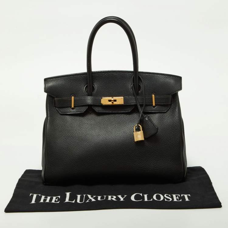 Pre Owned Hermès Black Togo Leather Gold Finish Birkin 30 Bag