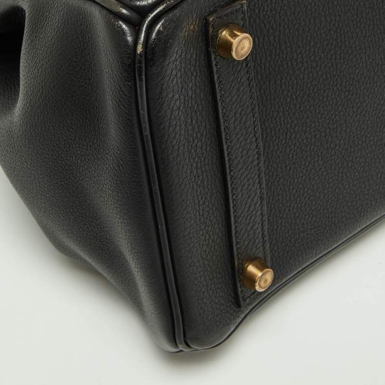Pre Owned Hermès Black Togo Leather Gold Finish Birkin 30 Bag