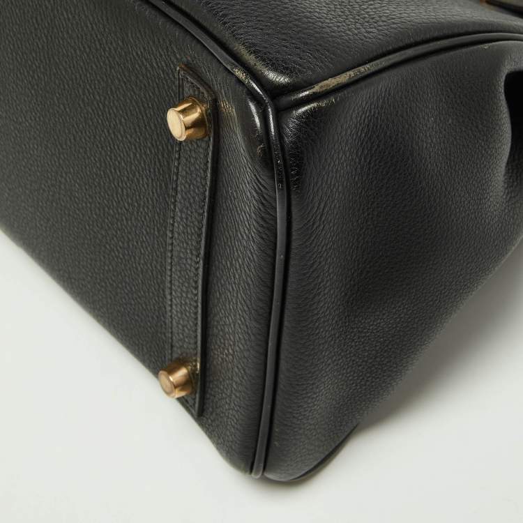 Pre Owned Hermès Black Togo Leather Gold Finish Birkin 30 Bag