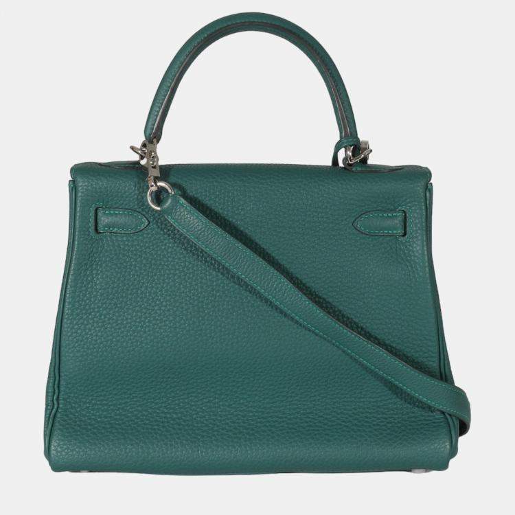 Pre Owned Hermes Malachite Togo Retourne Kelly 25 PHW