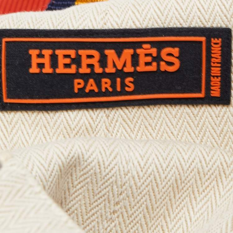 Pre Owned Hermes Natural Toile Chevron Cavalier Sling Bag