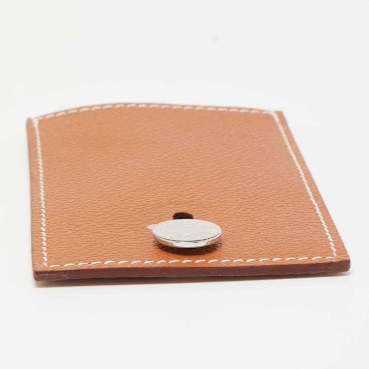 Pre Owned Hermès Gold Evercolor Leather Diablo Card Holder