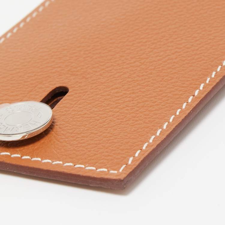 Pre Owned Hermès Gold Evercolor Leather Diablo Card Holder