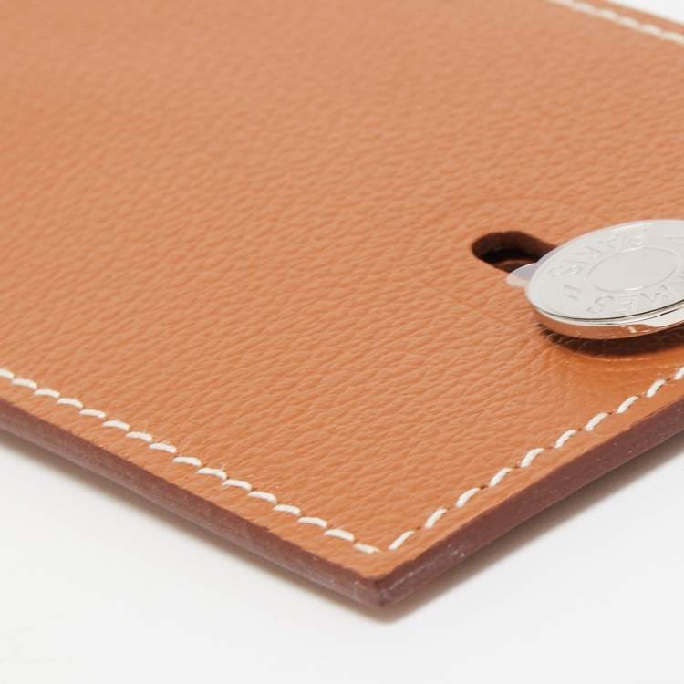 Pre Owned Hermès Gold Evercolor Leather Diablo Card Holder