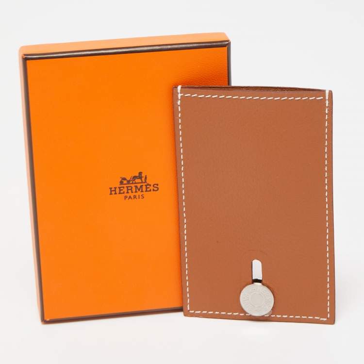 Pre Owned Hermès Gold Evercolor Leather Diablo Card Holder