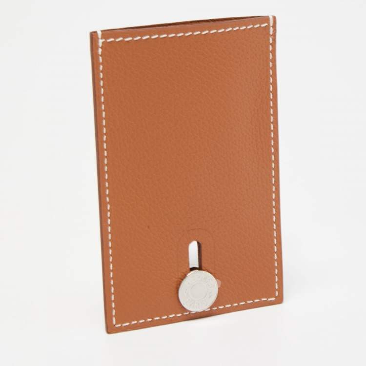 Pre Owned Hermès Gold Evercolor Leather Diablo Card Holder