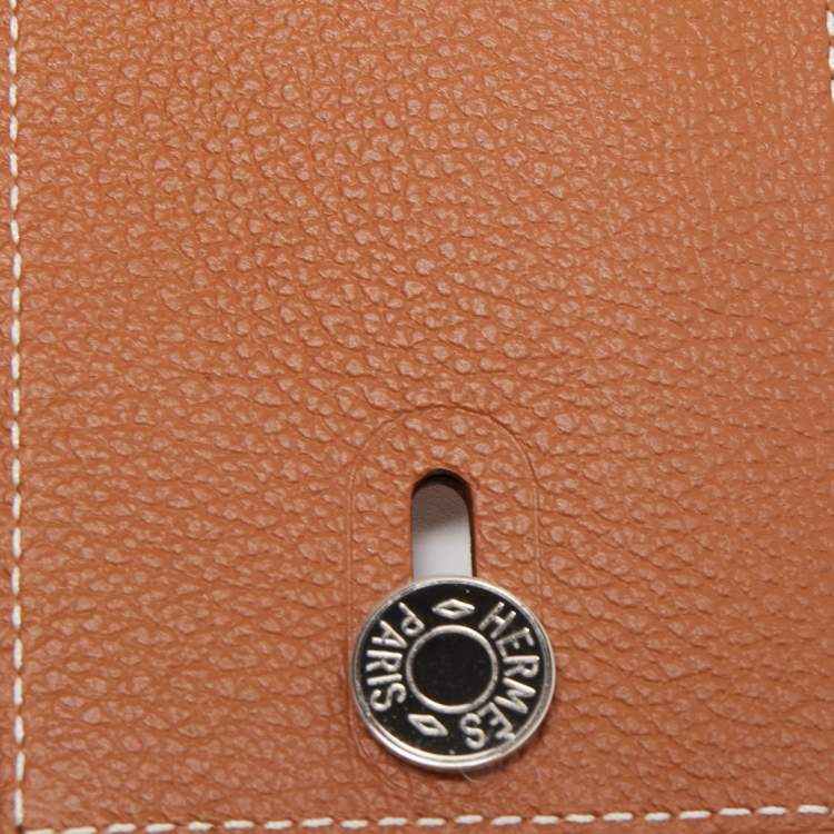 Pre Owned Hermès Gold Evercolor Leather Diablo Card Holder