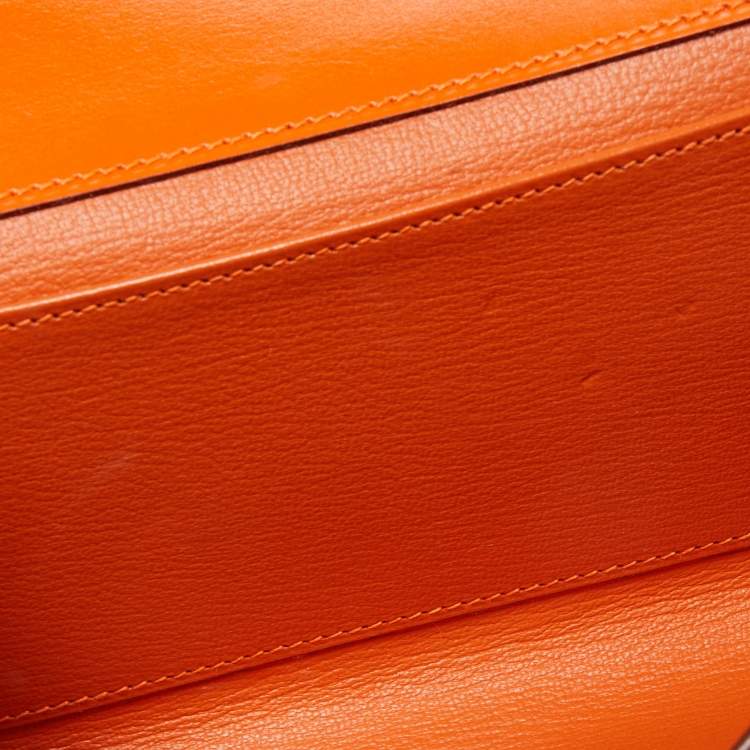 Pre Owned Hermes Orange Tadelakt Leather Medor 23 Clutch
