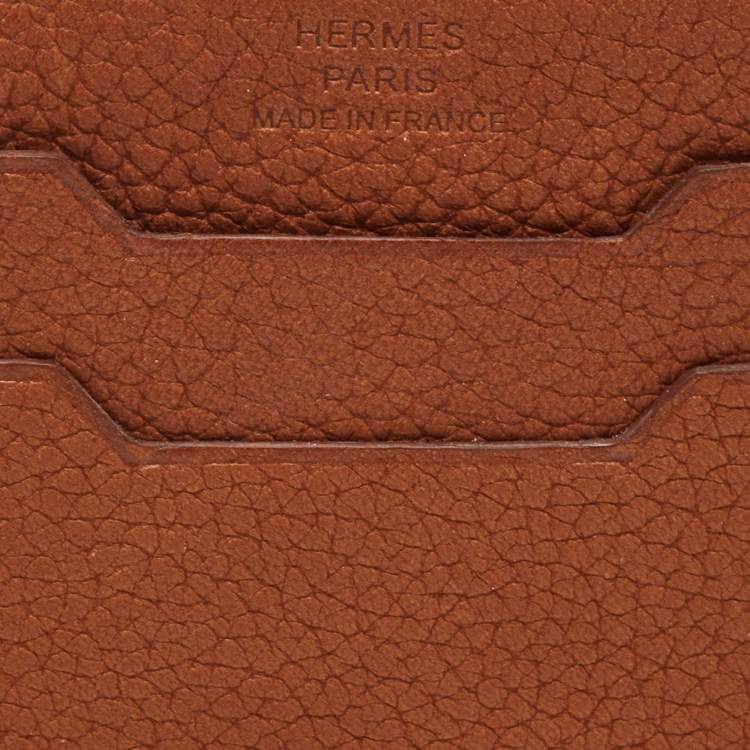 Pre Owned Hermes Fauve Barenia Faubourg Leather City 3CC Card Holder