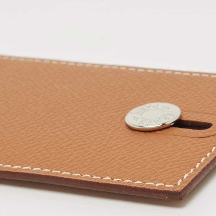 مملوكة مسبقًا Hermes Gold Epsom Lather Diablo Card Holder