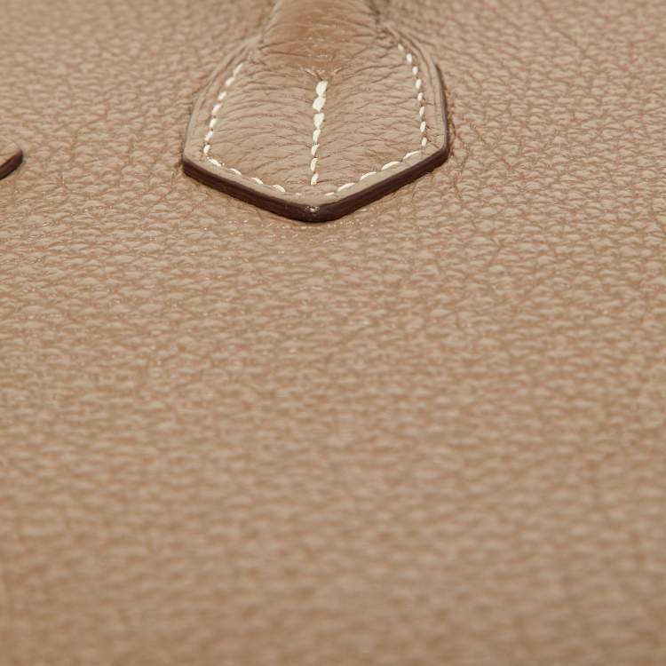 Pre Owned Hermes Etoupe Togo Leather Palladium Finish Birkin 30 Bag