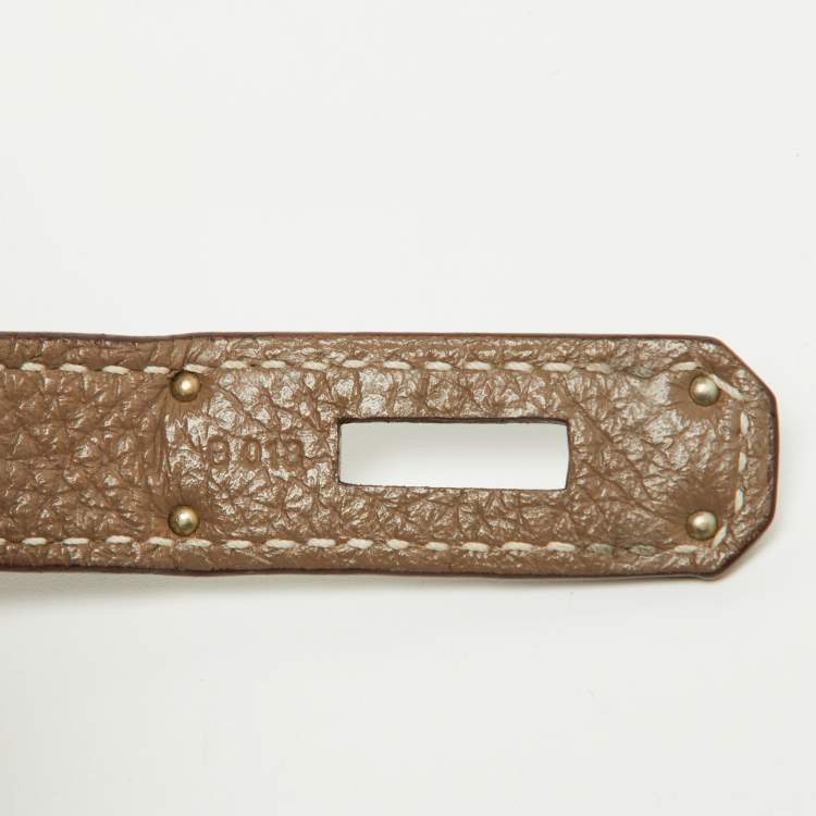 Pre Owned Hermes Etoupe Togo Leather Palladium Finish Birkin 30 Bag