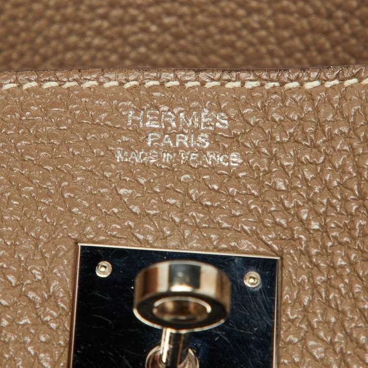 Pre Owned Hermes Etoupe Togo Leather Palladium Finish Birkin 30 Bag