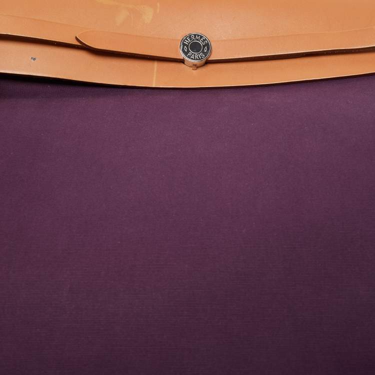 Pre Owned Hermès Fauve/Cassis/Tosca Canvas and Leather Herbag Zip 39 Bag