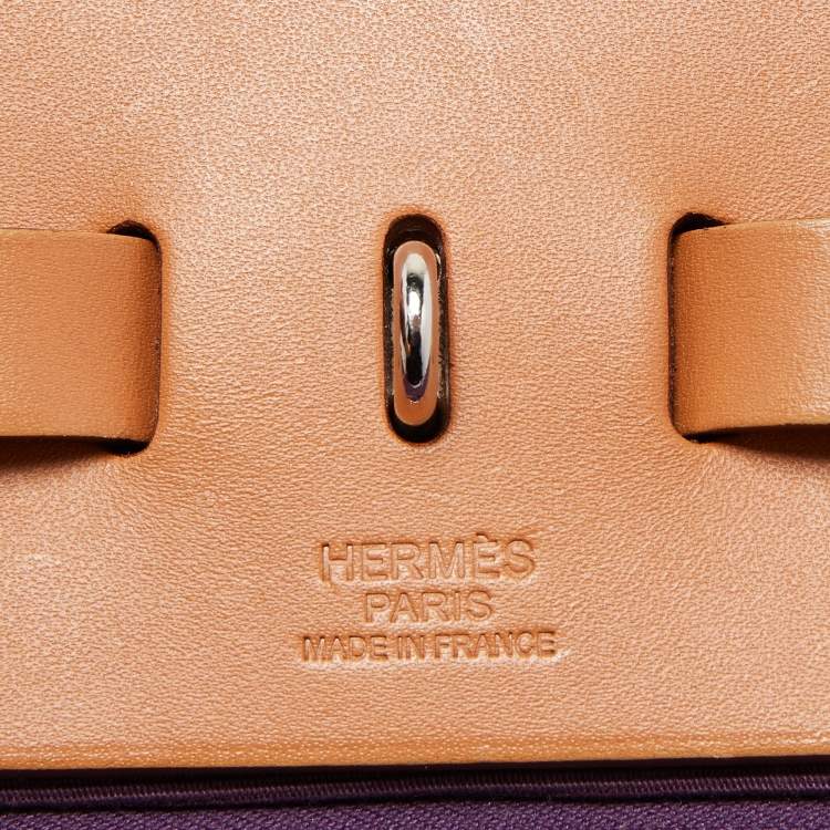 Pre Owned Hermès Fauve/Cassis/Tosca Canvas and Leather Herbag Zip 39 Bag