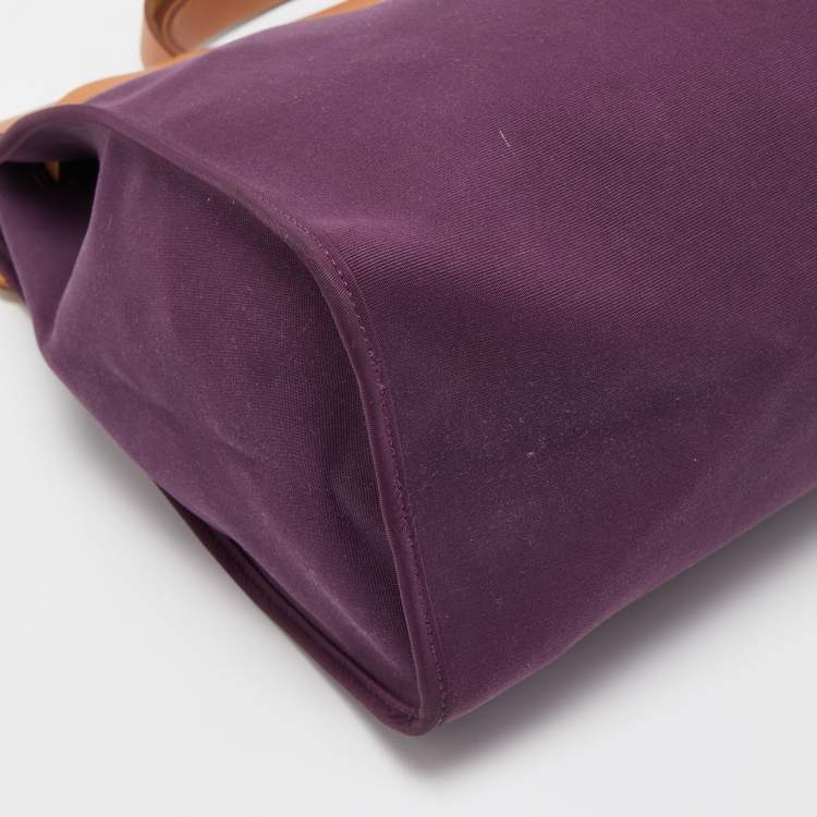 Pre Owned Hermès Fauve/Cassis/Tosca Canvas and Leather Herbag Zip 39 Bag