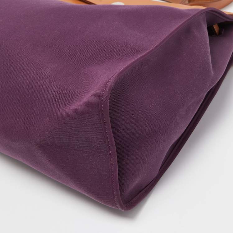 Pre Owned Hermès Fauve/Cassis/Tosca Canvas and Leather Herbag Zip 39 Bag