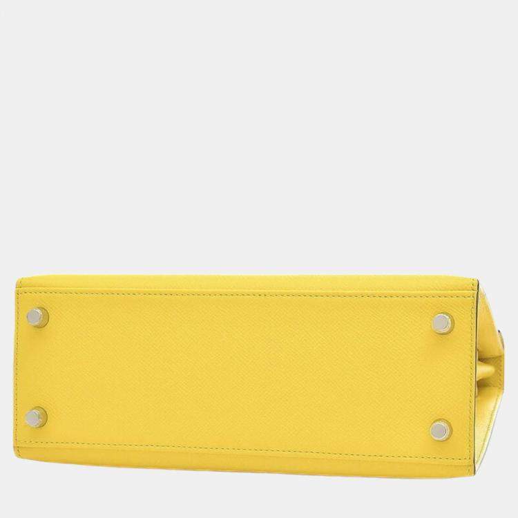 Hermes Kelly 25 outside stitching Epson Jaune naple silver hardware U  engraved Hermes