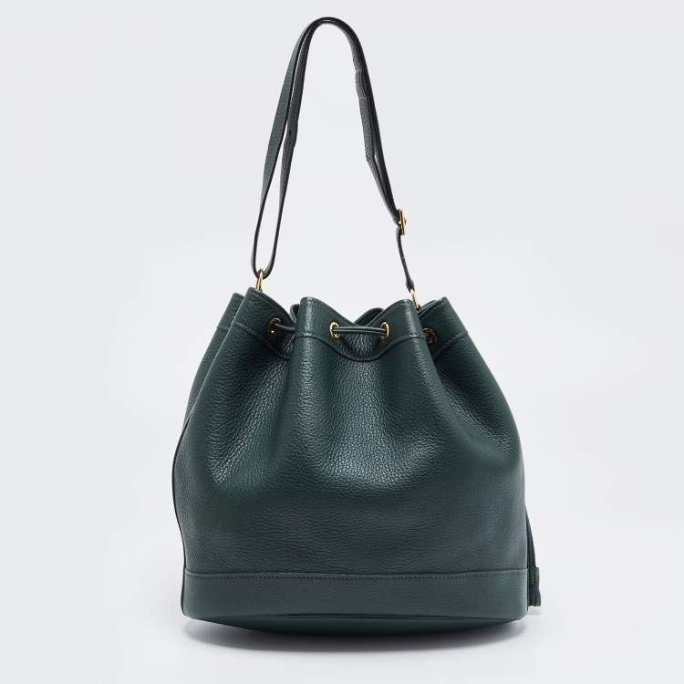 Pre Owned Hermes Vert Fonce Togo Leather Market Bag 