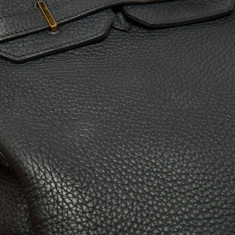 مملوكة مسبقًا Hermes Black Taurillon Clemence Leather Gold Finish Birkin 35 Bag