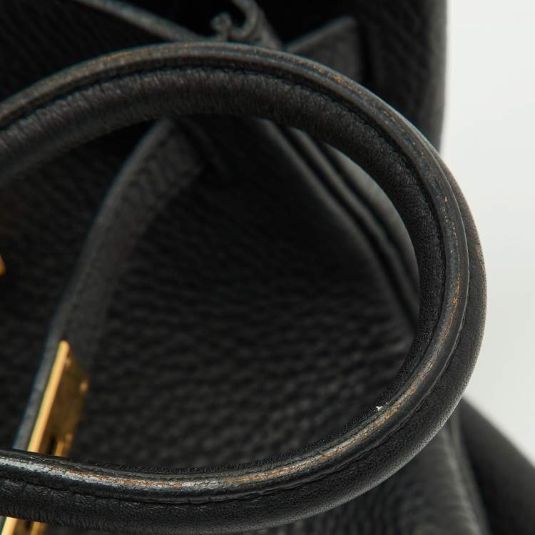مملوكة مسبقًا Hermes Black Taurillon Clemence Leather Gold Finish Birkin 35 Bag