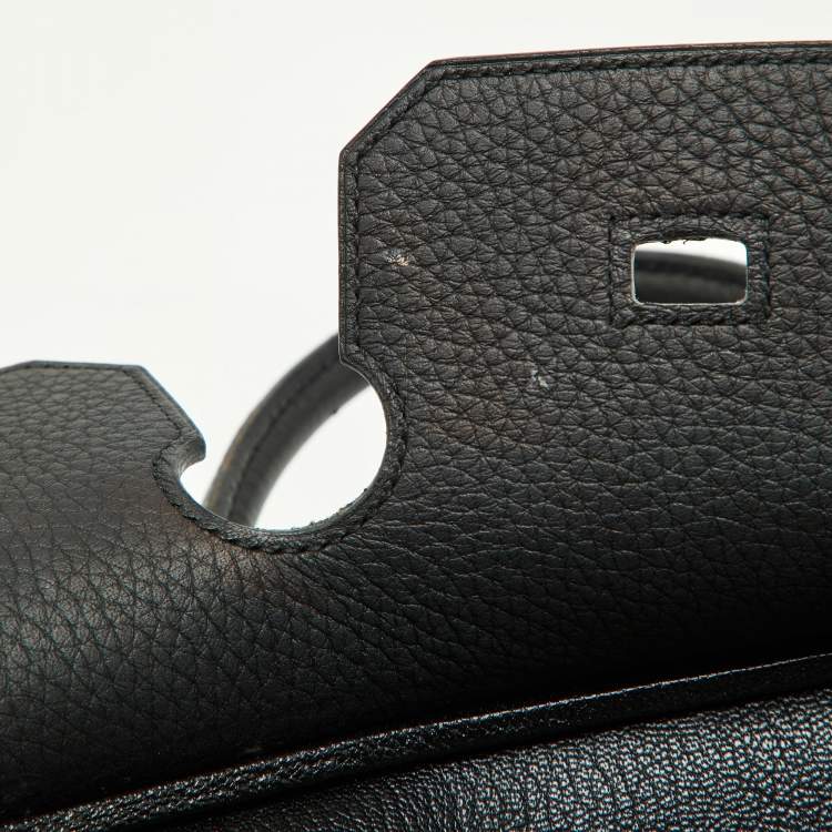 مملوكة مسبقًا Hermes Black Taurillon Clemence Leather Gold Finish Birkin 35 Bag