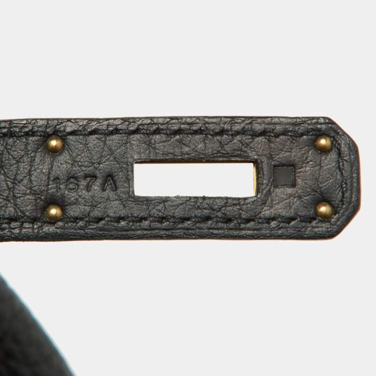 مملوكة مسبقًا Hermes Black Taurillon Clemence Leather Gold Finish Birkin 35 Bag