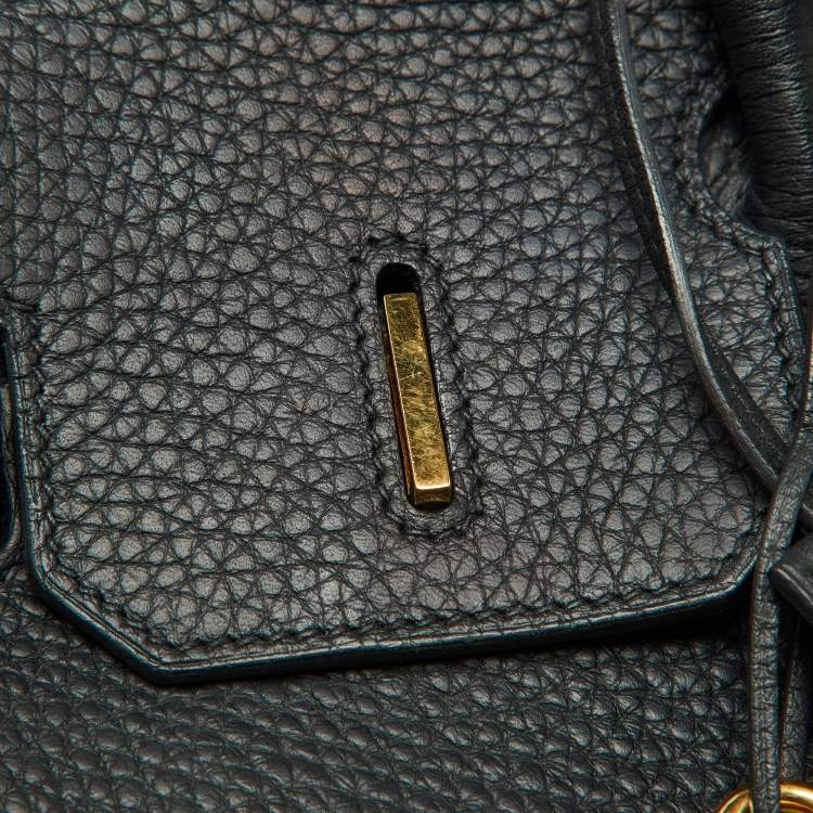 مملوكة مسبقًا Hermes Black Taurillon Clemence Leather Gold Finish Birkin 35 Bag