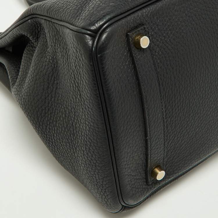 مملوكة مسبقًا Hermes Black Taurillon Clemence Leather Gold Finish Birkin 35 Bag