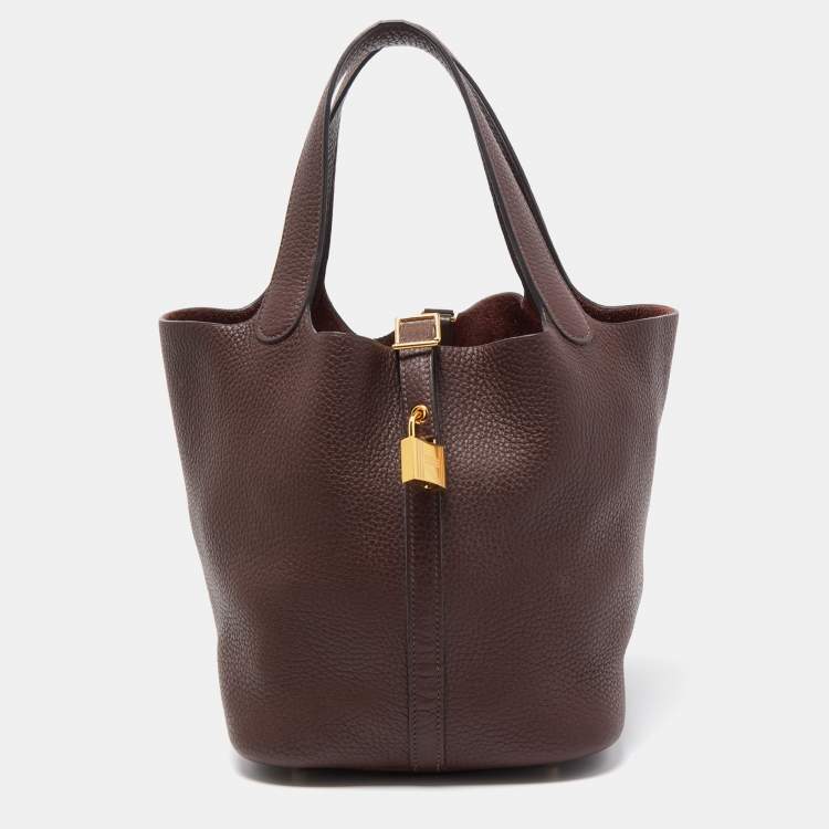 Hermes Rouge Sellier Taurillon Clemence Leather Picotin Lock 22 Bag