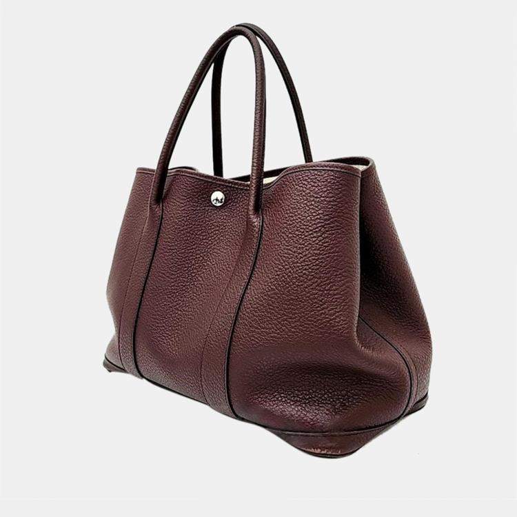 Pre Owned Hermes Burgundy Leather  Garden Party 36