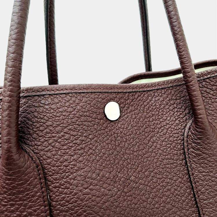 Pre Owned Hermes Burgundy Leather  Garden Party 36
