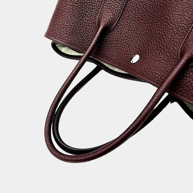 Pre Owned Hermes Burgundy Leather  Garden Party 36