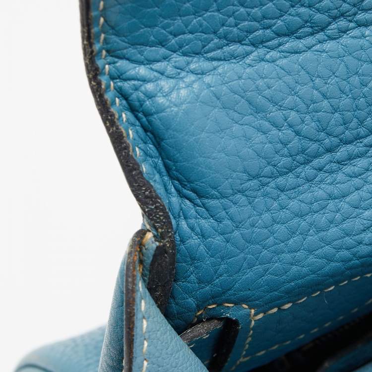 Pre Owned Hermes Blue Jean Togo Leather Palladium Finish Kelly Retourne 40 Bag