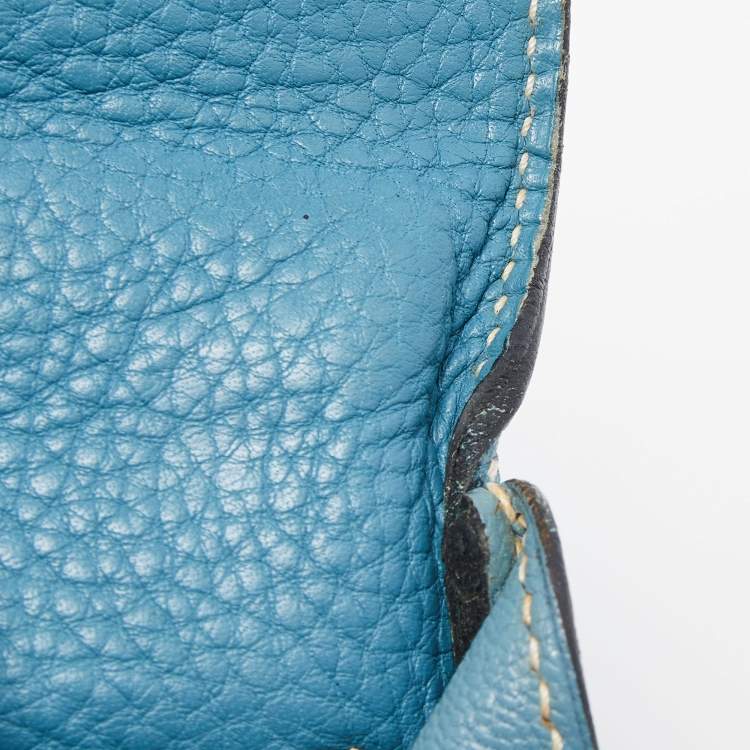 Pre Owned Hermes Blue Jean Togo Leather Palladium Finish Kelly Retourne 40 Bag