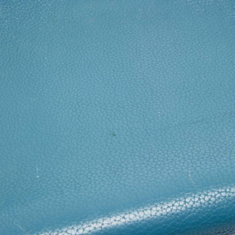 Pre Owned Hermes Blue Jean Togo Leather Palladium Finish Kelly Retourne 40 Bag